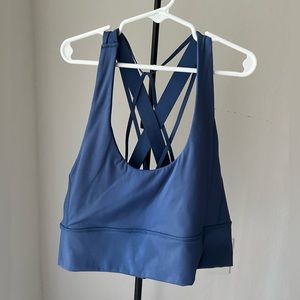 Vitality (Balance Athletica) strappy sports bra in blue